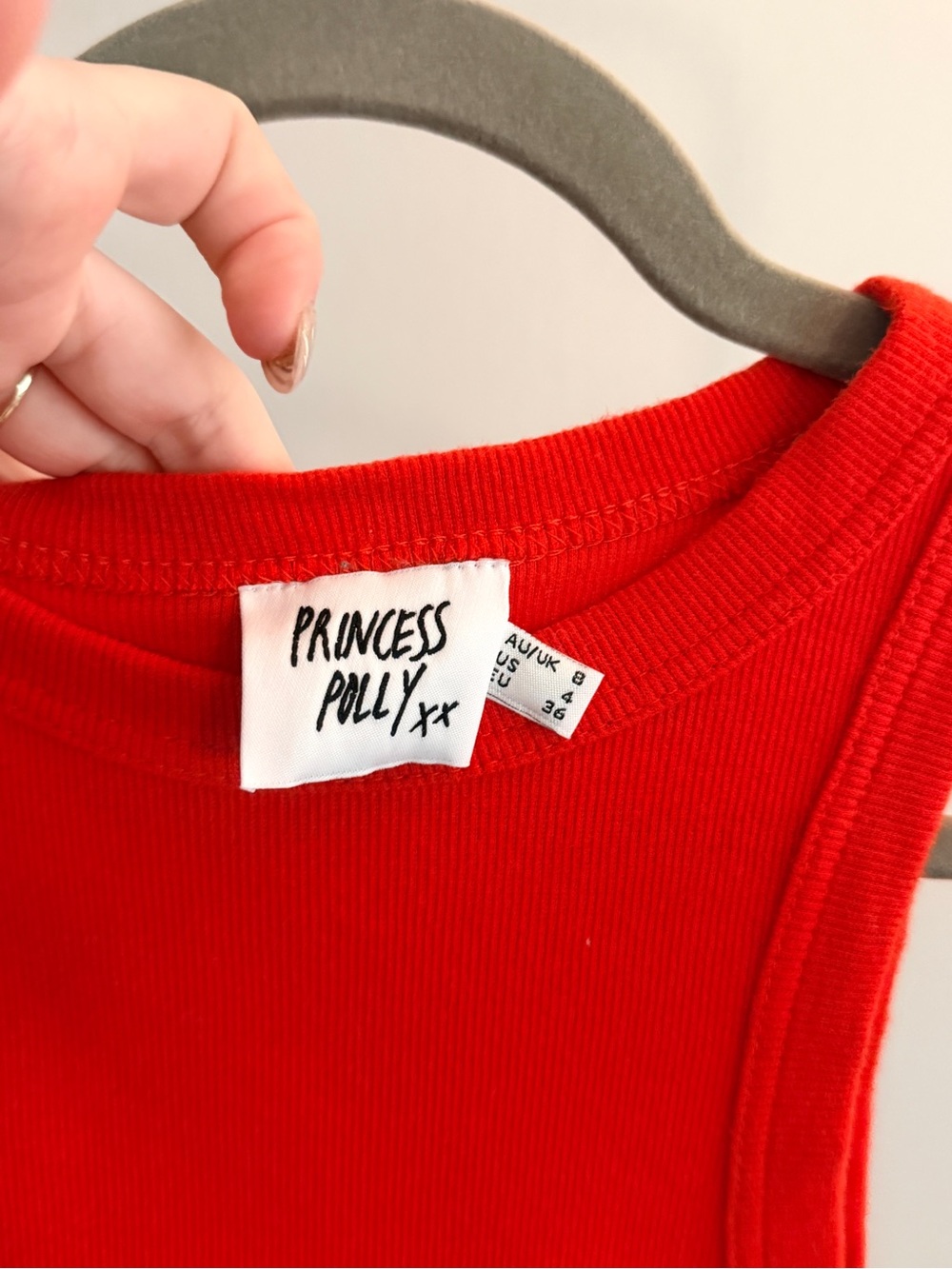 Princess Polly Red Ribbed Cropped Tank - Picture 2 of 2